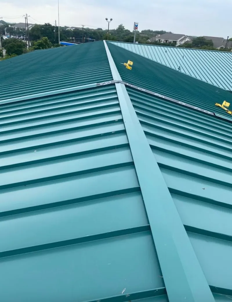 Green commercial metal roof ridge and valley for Metal Roof Repair in Gaithersburg